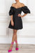 Puff Sleeve Linen Dress - Black