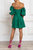 Puff Sleeve Linen Dress - Green