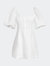 Puff Sleeve Linen Dress - White - White