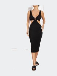 Ring Detail Bodycon Dress - Black - Black