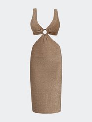 Ring Detail Bodycon Dress - Gold - Gold