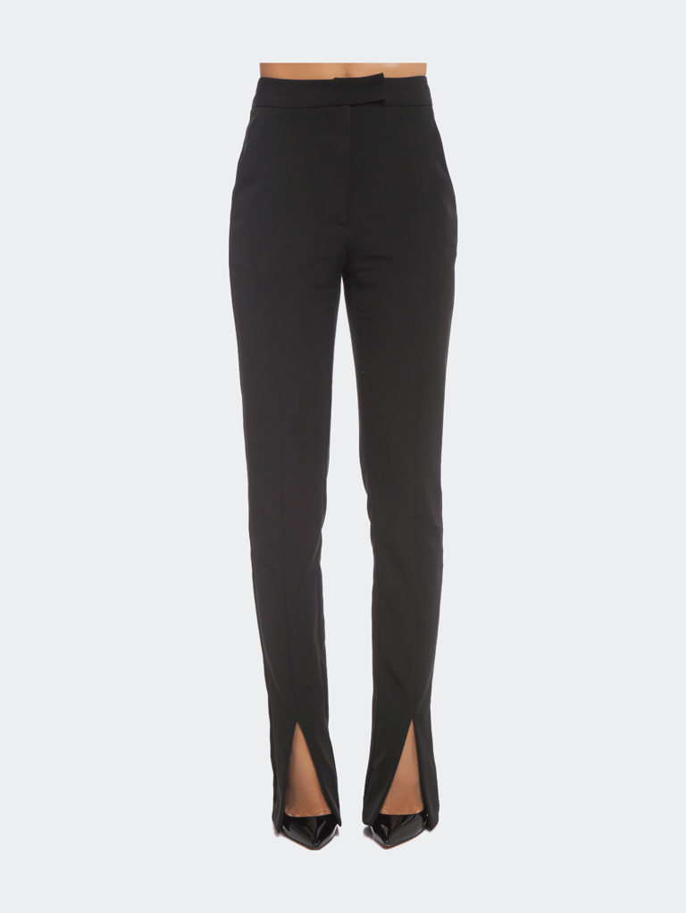 Slit Front Cigarette Pant In Black - Black