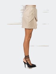 Twill Pleated Asymmetric Mini Skirt