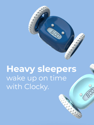 Clocky Alarm Clock on Wheels |Extra Loud for Heavy Sleeper (Adult or Kid Bed-Room Robot Clockie) Funny, Rolling, Run-away, Moving, Jumping