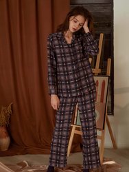 Blueberry Scone Printed Silk Crepe Pajama Set - Blueberry Scone Print