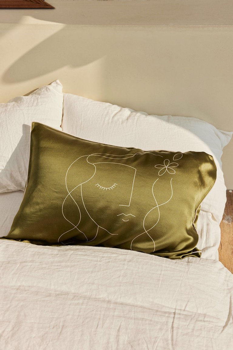 Dream Garden Printed Silk-Satin Pillowcase - Green