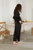 Lace Trimmed Silk Satin Pajama Set - Black