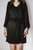 Lace-Trimmed Silk Satin Robe - Black - Black