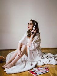 Lace-Trimmed Silk Satin Robe - White