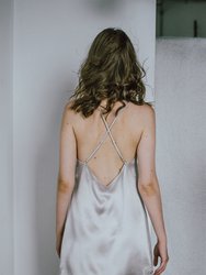 Lace-Trimmed Silk Satin Slip Dress - Shell