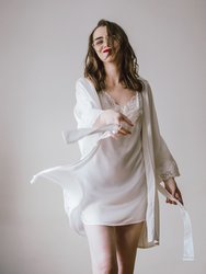 Lace-Trimmed Silk Satin Slip Dress - White