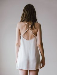 Lace-Trimmed Silk Satin Slip Dress - White