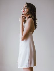 Lace-Trimmed Silk Satin Slip Dress - White