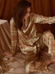Orange Cream High Tea Printed Silk-Satin Pajama Set
