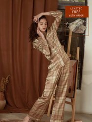 Orange Cream High Tea Printed Silk-Satin Pajama Set