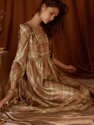 Orange Cream High Tea Printed Silk-Satin Sleep Dress