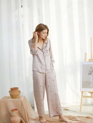 Self In Naked Printed Silk Satin Pajama Set