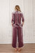 Silk Velvet Double Breasted Pajama Top - Mauve Sea Fog