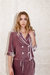 Silk Velvet Double Breasted Pajama Top - Mauve Sea Fog