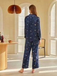 Sky Swim Printed Silk Satin Pajama Set
