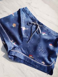 Sky Swim Printed Silk Satin Shorts