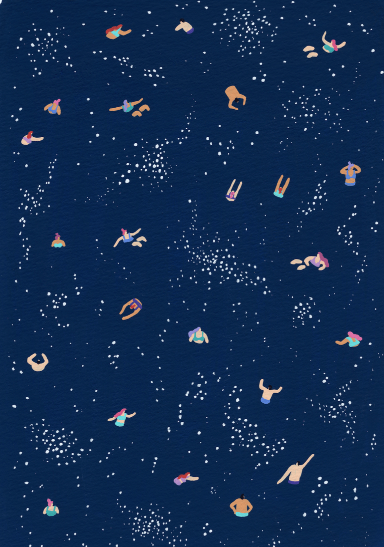 Sky Swim Printed Silk Satin Shorts - Sky Swim Print
