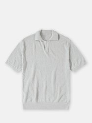 Cotton Mix Polo T-Shirt - Chalk Grey