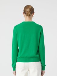Crew Neck Long Sleeves Sweater - Green Patina