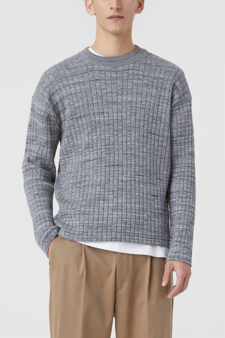 Crew Neck Ribbed Jumper - Ash Grey