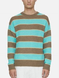 Crew Neck Striped Jumper Sweaters - Glazed Green