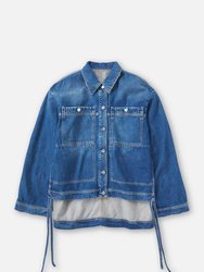 Denim Overshirt With Sidelong Straps Mid Blue