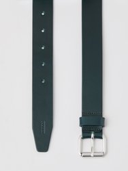 Leather Belt With Metal - Dark Jade