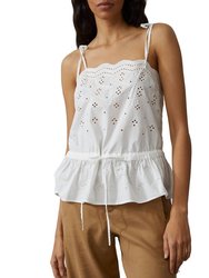 Molly Embroidered Eyelet Tank Top - White