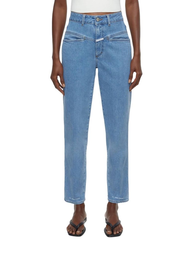 Pedal Pusher Jean In Mid Blue - Mid Blue