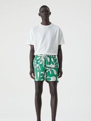 Printed Swim Shorts - Botanic Green