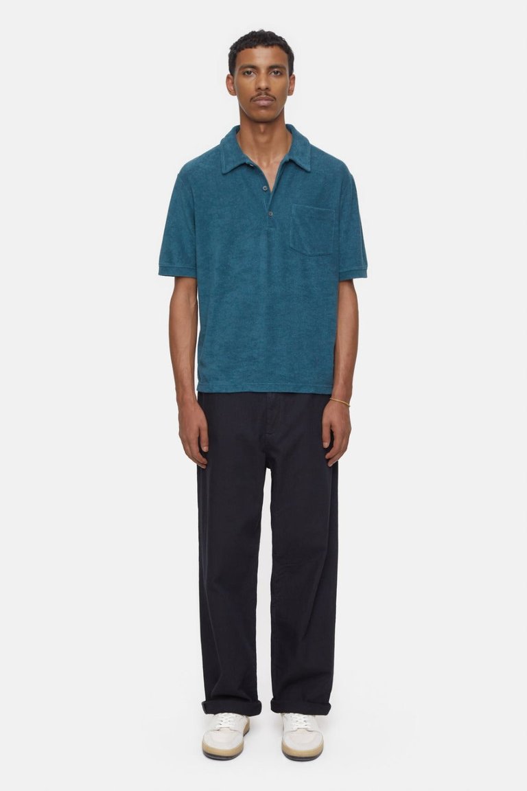 Short Sleeve Shirt With Polo Collar - Midnight Lake - Midnight Lake