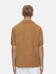 Short Sleeve Shirt With Polo Collar - Sandalwood