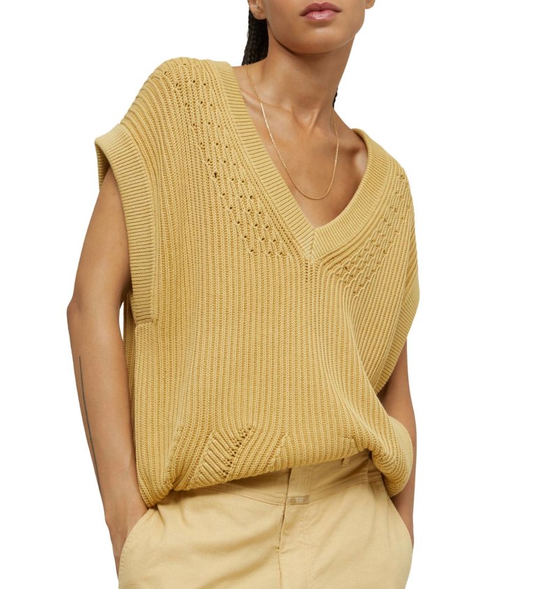 Sleeveless Organic Cotton Sweater - Grain/Mustard