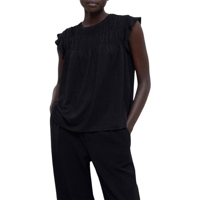 T-Shirt With Frills - Black