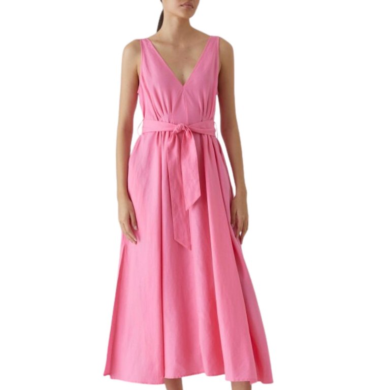 V-Neck Dart Dress - Pink Lillies