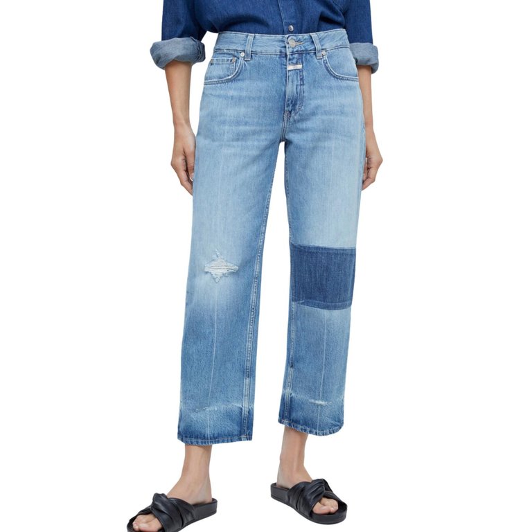 X-Lent Mid-Rise Cropped Relaxed Fit Jean - Light Wash