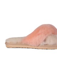 Ladies Duo-Tone Emma Sheepskin Slipper -  Cream/Peach - Cream/Peach