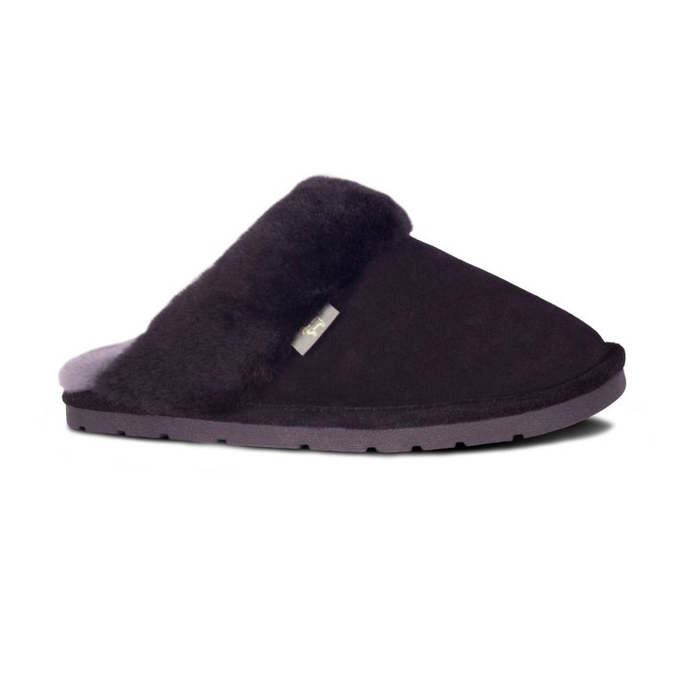 Sheepskin Scuff Slip-On Slippers - Black