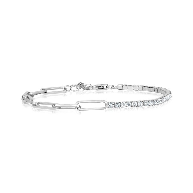 3A Cubic Zirconia Bracelet With Large Links