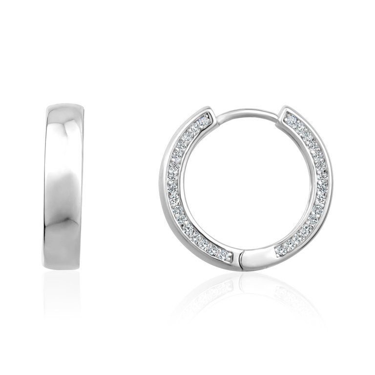 3A Cubic Zirconia Side Detail On Hoop Earrings