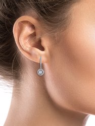 5A Cubic Zirconia Geometric Halo Drop Earrings