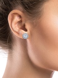 5A Cubic Zirconia Geometric Halo Stud Earrings