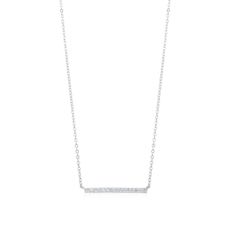 5A Cubic Zirconia Horizontal Bar Necklace - Silver