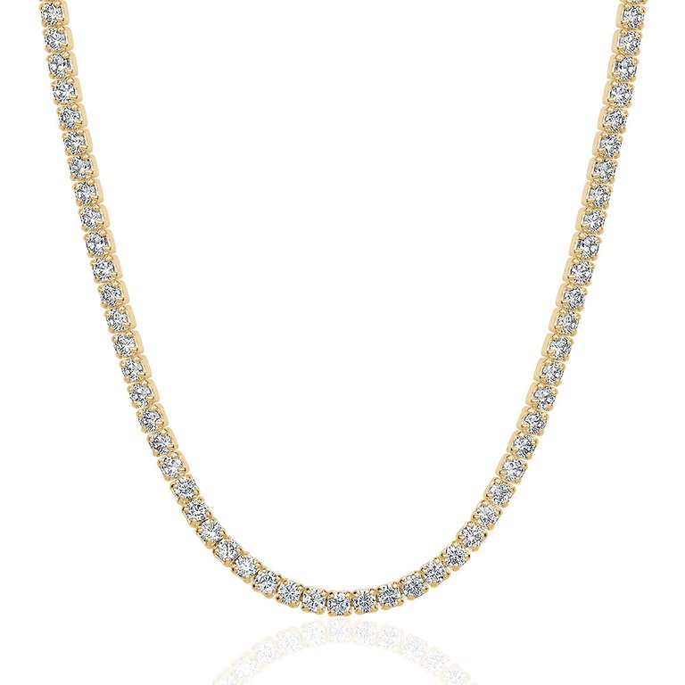 5A Cubic Zirconia Minimalist Tennis Necklace - Gold - Gold