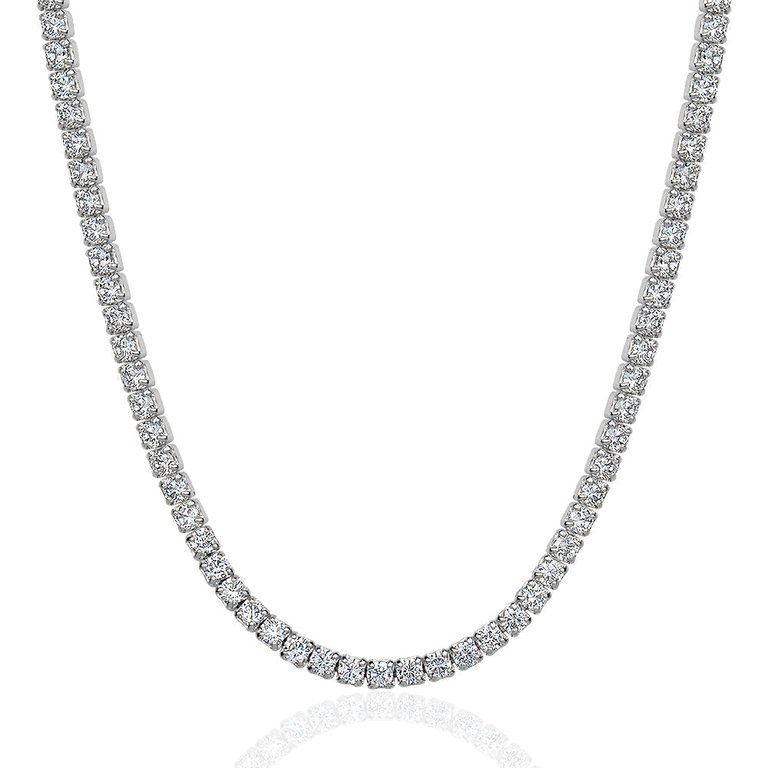 5A Cubic Zirconia Minimalist Tennis Necklace - Siver - Silver